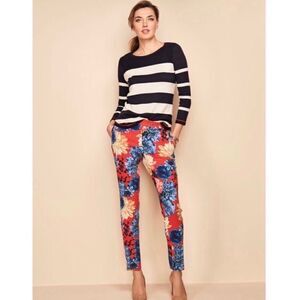 Talbots Bright Floral‎ Chatham Side-Zip Ankle Pants Petite 10 EUC